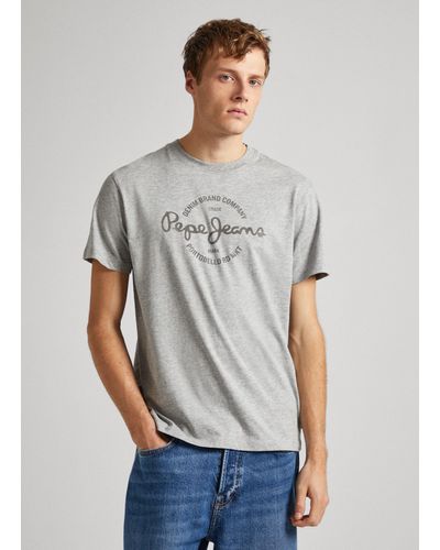 Pepe Jeans Camiseta fit regular logo estampado - Gris