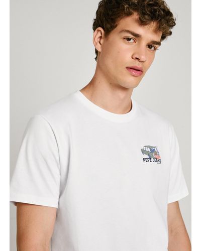 Pepe Jeans Camiseta estampada fit regular - Blanco