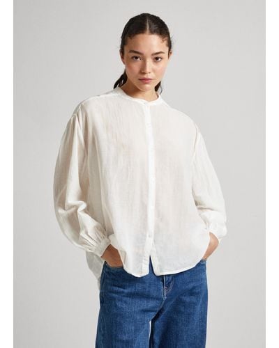 Pepe Jeans Blusa cuello mao fit relaxed - Blanco