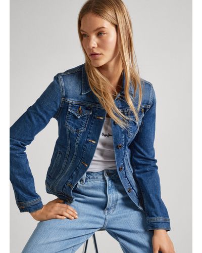 Pepe Jeans Jacke denim used look - Blau