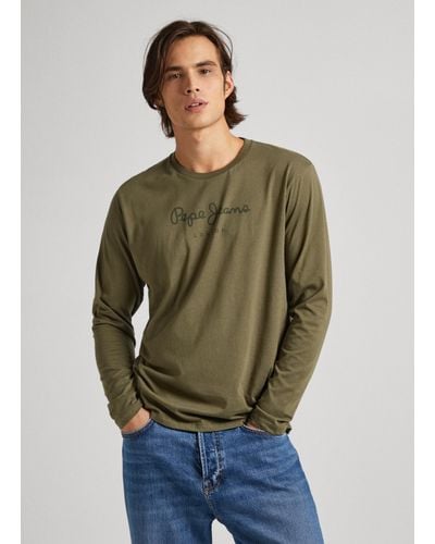 Pepe Jeans T-shirt en coton imprimé logo - Vert