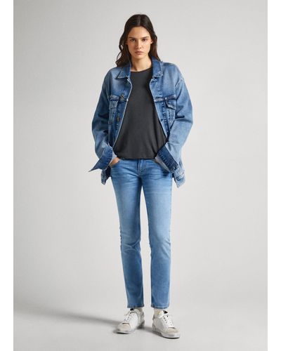 Pepe Jeans Jeans slim fit e vita bassa - saturn - Blu
