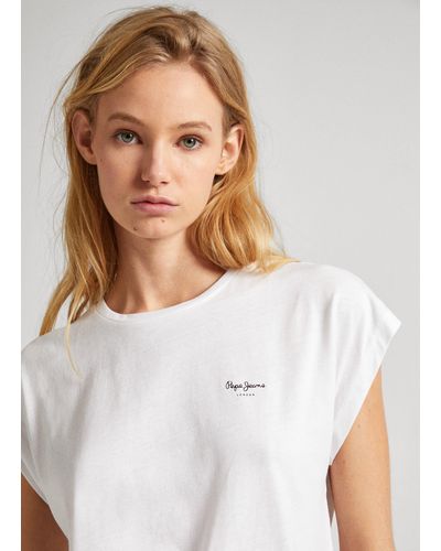 Pepe Jeans T-shirt coupe slim, manches courtes - Blanc