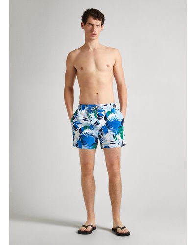 Pepe Jeans Bañador bermuda estampado hojas - Azul