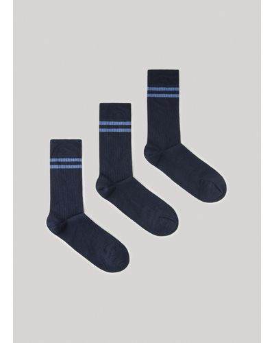 Pepe Jeans 3pack calcetines ribetes - Azul