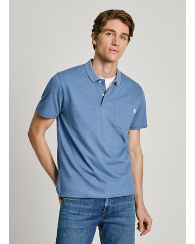 Pepe Jeans Poloshirt brusttasche regular fit - Blau