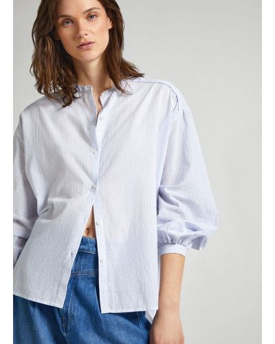 Pepe Jeans Bluse gestreift relaxed fit - Weiß