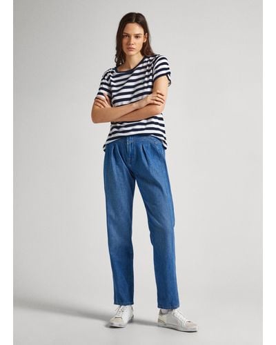 Pepe Jeans Jeans straight fit high waist - Blau