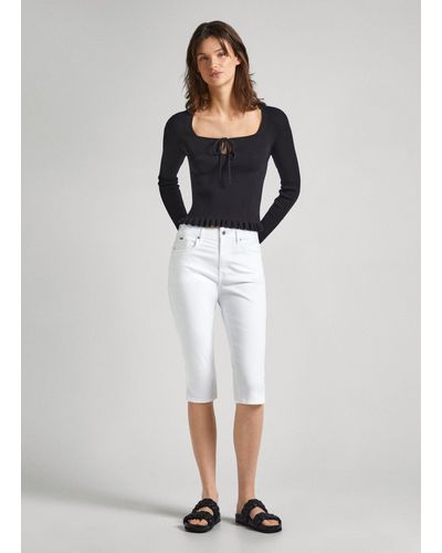 Pepe Jeans Short en denim coupe skinny - Blanc