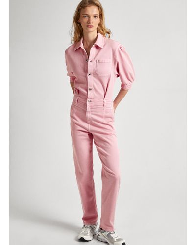 Pepe Jeans Jumpsuit lang denim regular fit - Pink