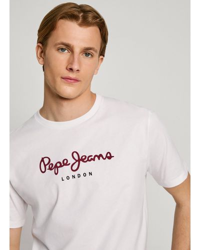 Pepe Jeans T-shirt con logo fit regular - Bianco