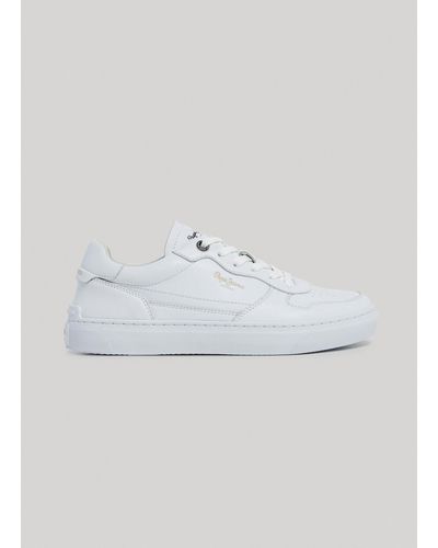 Pepe Jeans Sneakers basiques en cuir - Blanc