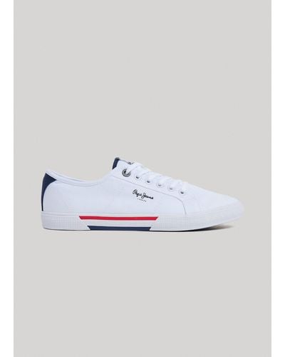Pepe Jeans Sneakers basiques en coton - Blanc