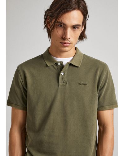 Pepe Jeans Polo in piqué con logo ricamato - Verde