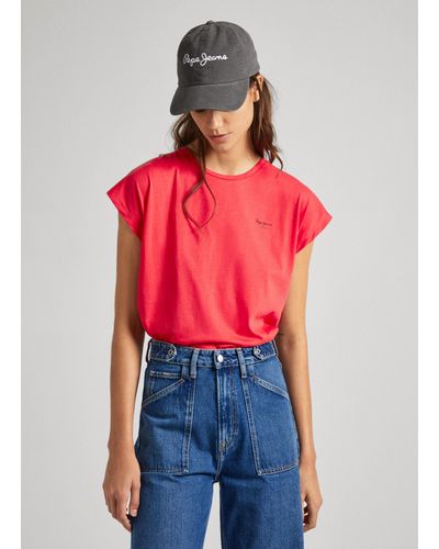 Pepe Jeans T-shirt slim fit con maniche - Rosso