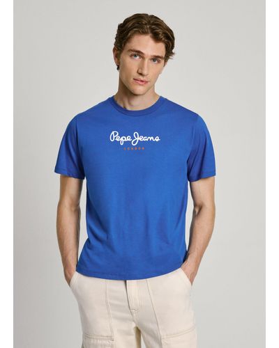 Pepe Jeans T-shirt mit logo regular fit - Blau
