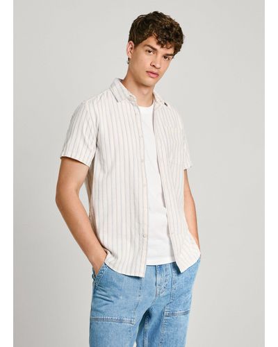 Pepe Jeans Hemd gestreift regular fit - Weiß