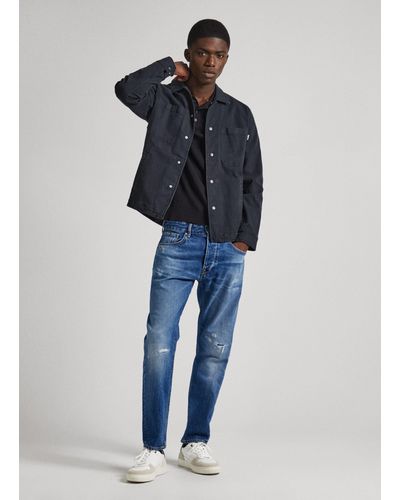 Pepe Jeans Jean coupe tapered taille normale - callen - Bleu
