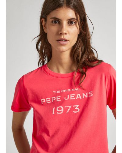 Pepe Jeans Camiseta fit regular estampada - Rojo