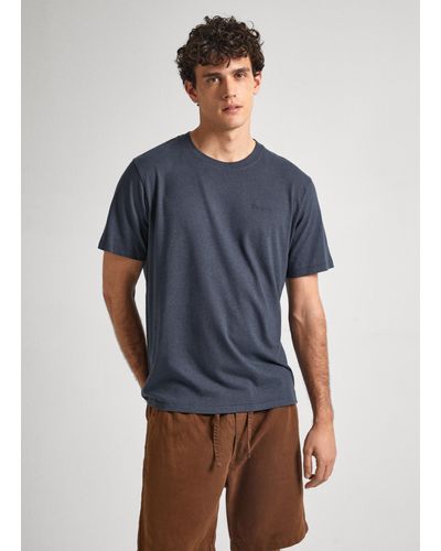 Pepe Jeans Camiseta logo bordado fit regular - Azul