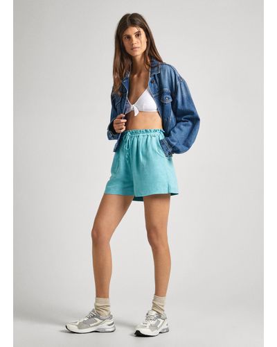 Pepe Jeans Shorts paper bag con coulisse - Blu