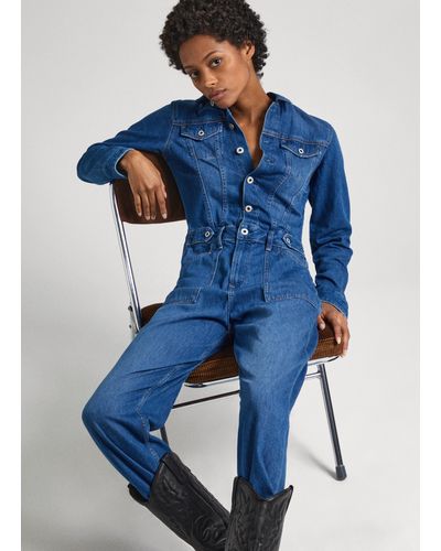Pepe Jeans Combinaison en denim regular fit - Bleu