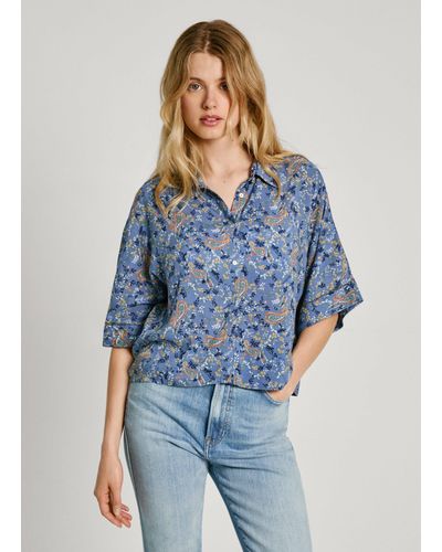 Pepe Jeans Hemd paisley-muster relaxed fit - Blau