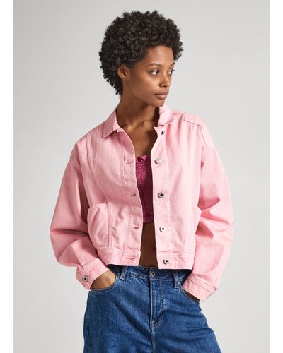 Pepe Jeans Cazadora denim fit loose - Rosa