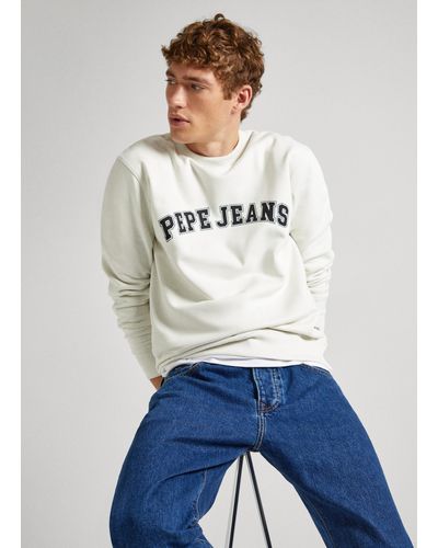 Pepe Jeans Rundhals-sweatshirt mit logo - Weiß