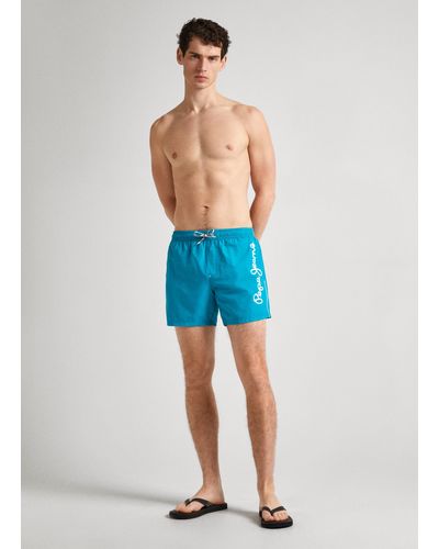 Pepe Jeans Short de bain avec maxi logo - Bleu