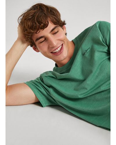 Pepe Jeans T-shirt in cotone con logo stampato - Verde