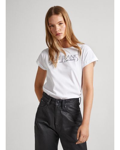 Pepe Jeans T-shirt logodruck slim fit - Weiß