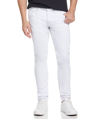Perry Ellis Recovertm Slim Tapered Fit White Denim Jeans - Blue