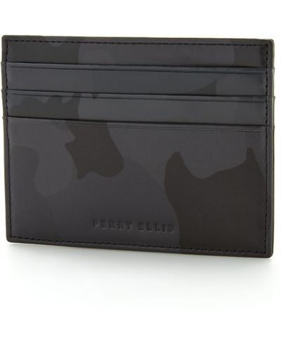 Perry Ellis Camo Six-Slot Card Case - Black