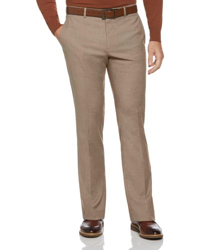 Perry Ellis Slim Fit Fine Grid Suit Pant - Natural