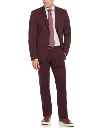 Perry Ellis Very Slim Fit Burgundy Performance Tech Suit - Red