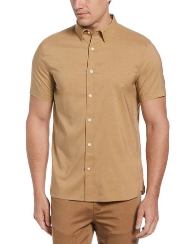 Perry Ellis Total Stretch Slim Fit Heather Shirt - Natural