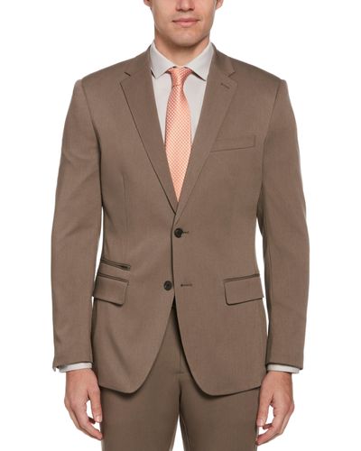 Perry Ellis Slim Fit Herringbone Suit Jacket - Brown