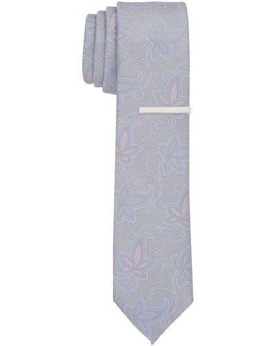 Perry Ellis Vernon Floral Slim Tie - Gray