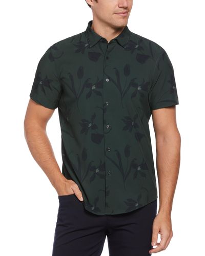 Perry Ellis Slim Fit Floral Print Shirt - Green