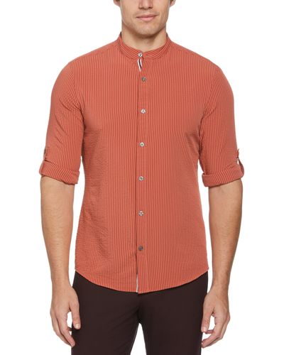 Buy Men's Abstraction Box Brown Seersucker Shirt Online