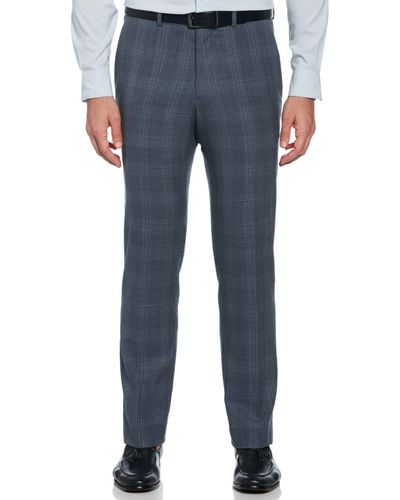 Perry Ellis Slim Fit Flat Front Textured Suit Pant - Blue