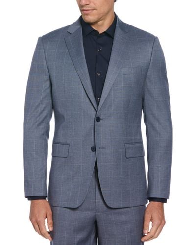 Perry Ellis Slim Fit Plaid Suit Jacket - Blue