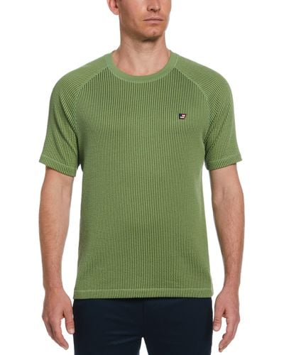 Perry Ellis Crew Neck Seersucker Knit Tee Shirt - Green