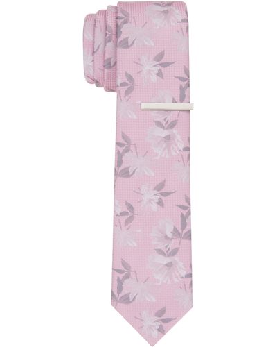 Perry Ellis Lindley Floral Slim Tie - Pink