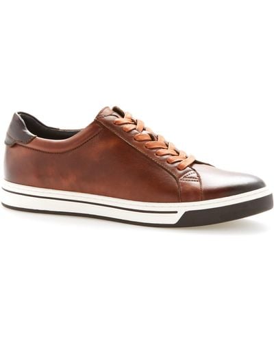 Perry Ellis Burnished Leather Sneaker - Brown