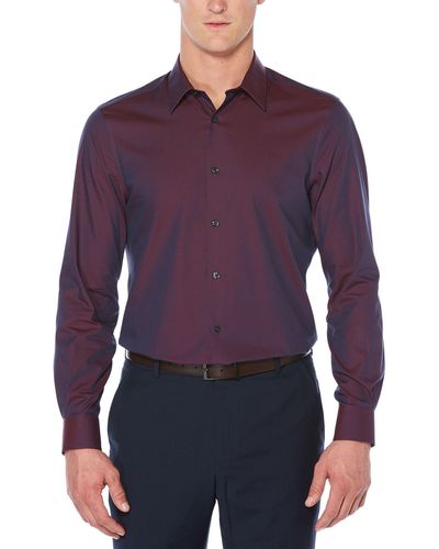 Perry Ellis Big And Tall Non-iron Iridescent Twill Shirt - Purple