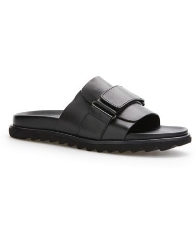 Perry Ellis Leather Slide Sandal - Black