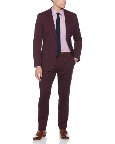 Perry Ellis Slim Fit Burgundy Performance Tech Suit - Red