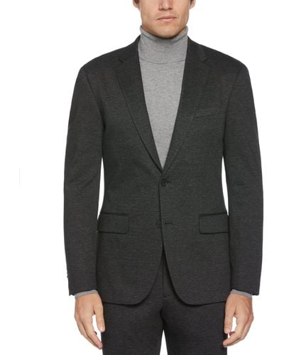 Perry Ellis Slim Fit Two Tone Smart Knit Suit Jacket - Black